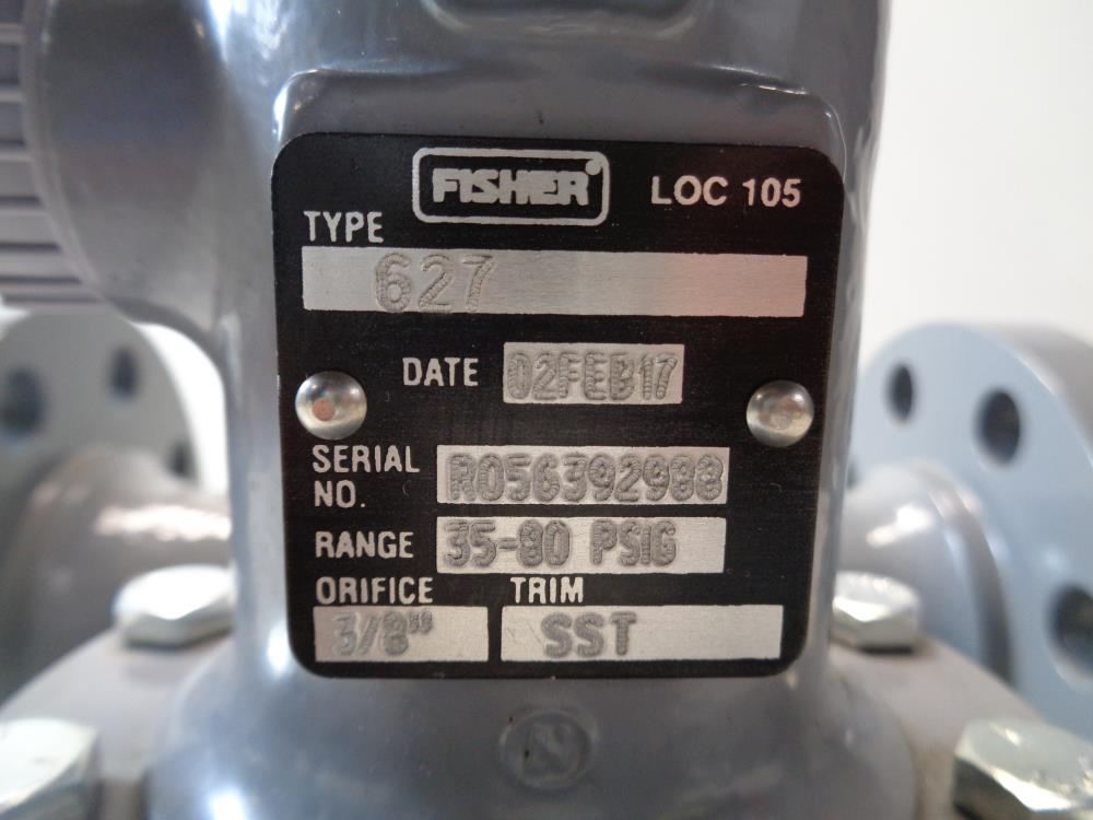 Fisher 2" 300# Pressure Reducing Regulator, Type 627, Range 35 - 80 PSIG